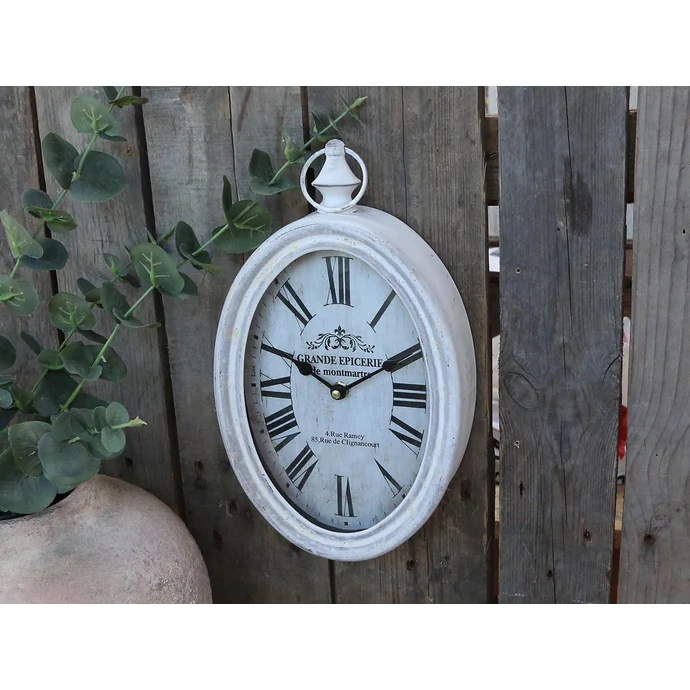 Chic Antique / Nástenné hodiny Oval Antique White