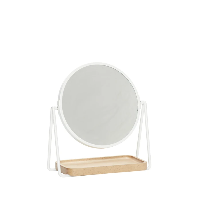Hübsch / Stolné zrkadlo s drevenou táckou White