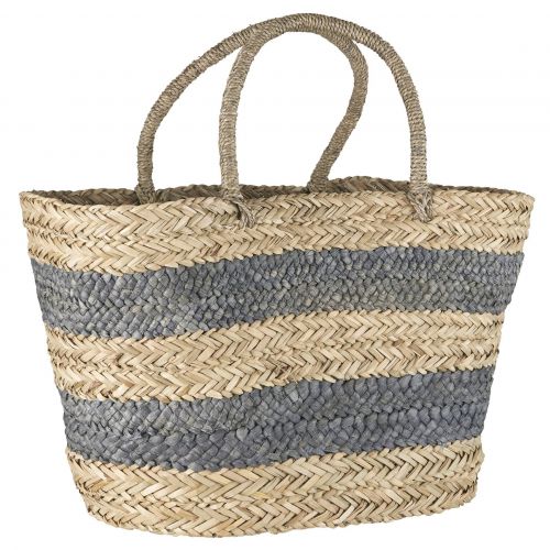 IB LAURSEN / Plážová taška z morskej trávy Grey Stripes