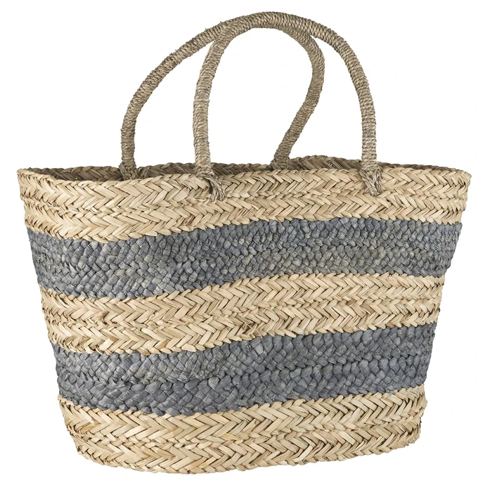 IB LAURSEN / Plážová taška z mořské trávy Grey Stripes