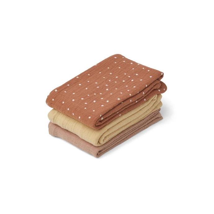 LIEWOOD / Mušelínové plienky Line Confetti Terracotta - set 3 ks