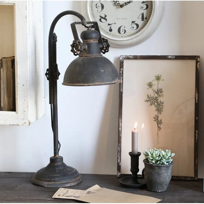 Chic Antique / Stolná lampa Factory Antique Black 53cm