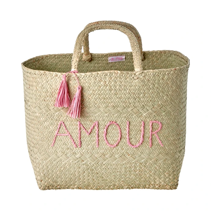 rice / Ručne pletená nákupná taška Raffia Amour