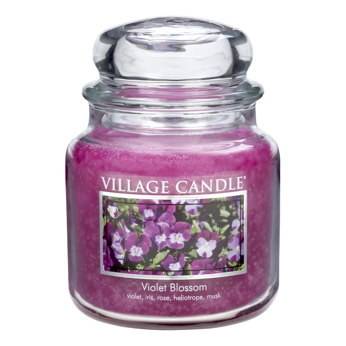 VILLAGE CANDLE / Svíčka ve skle Violet blossom - střední