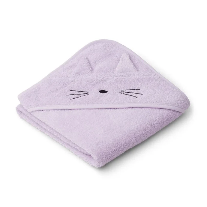 LIEWOOD / Dětská osuška s kapucí Albert Cat Light Lavender