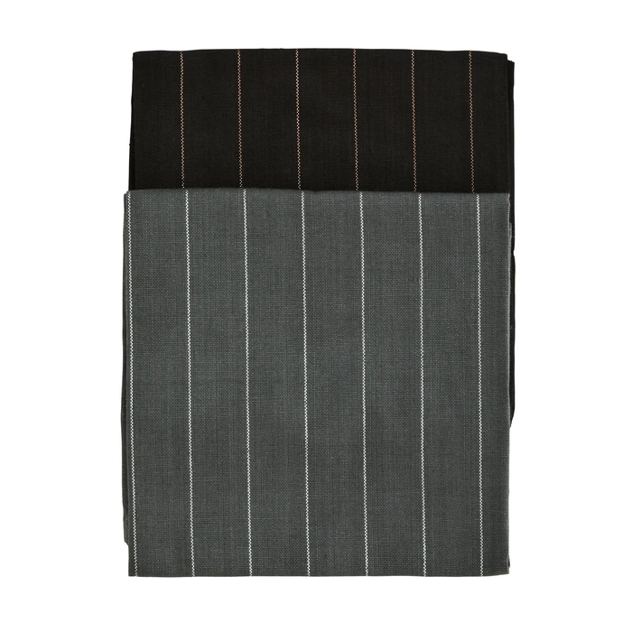 MADAM STOLTZ / Bavlněné utěrky Striped Grey&Black – set 2 ks