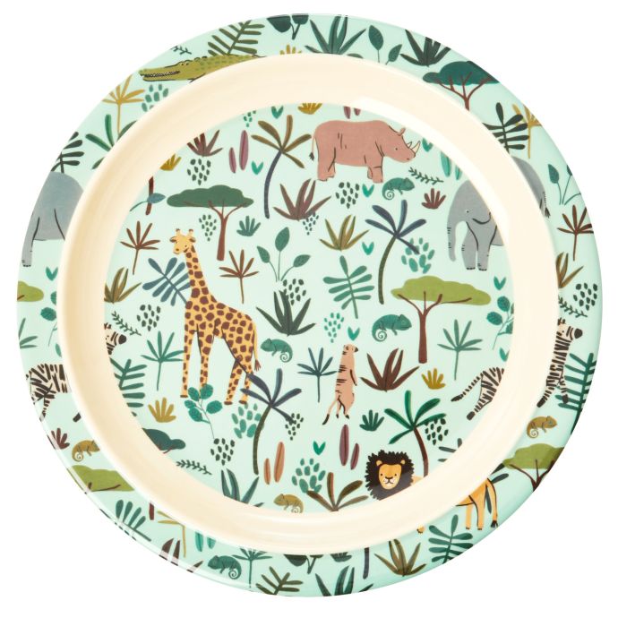 rice / Melaminový talíř Jungle Animals Green 22,5 cm