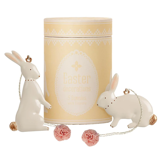 Maileg / Velikonoční závěsné dekorace Easter Bunny - set 5 ks