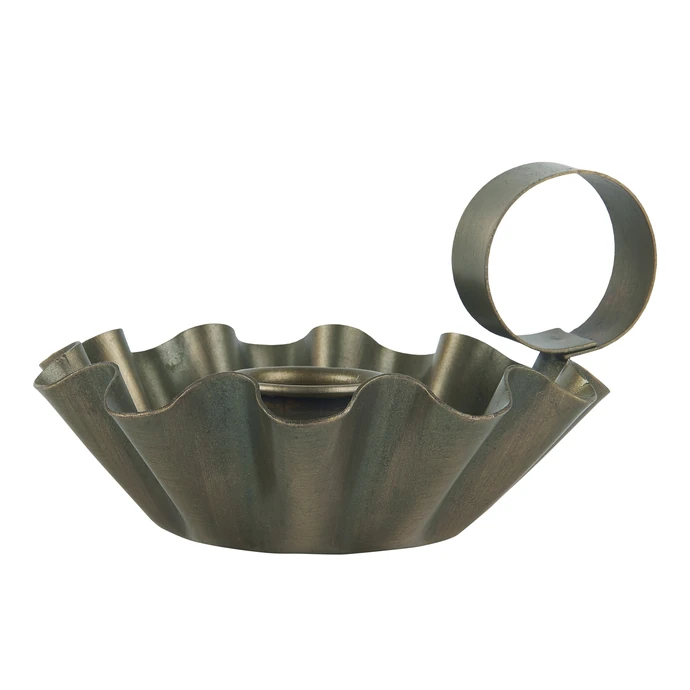 Ib Laursen / Kovový svietnik s uškom Wavy Antique brass
