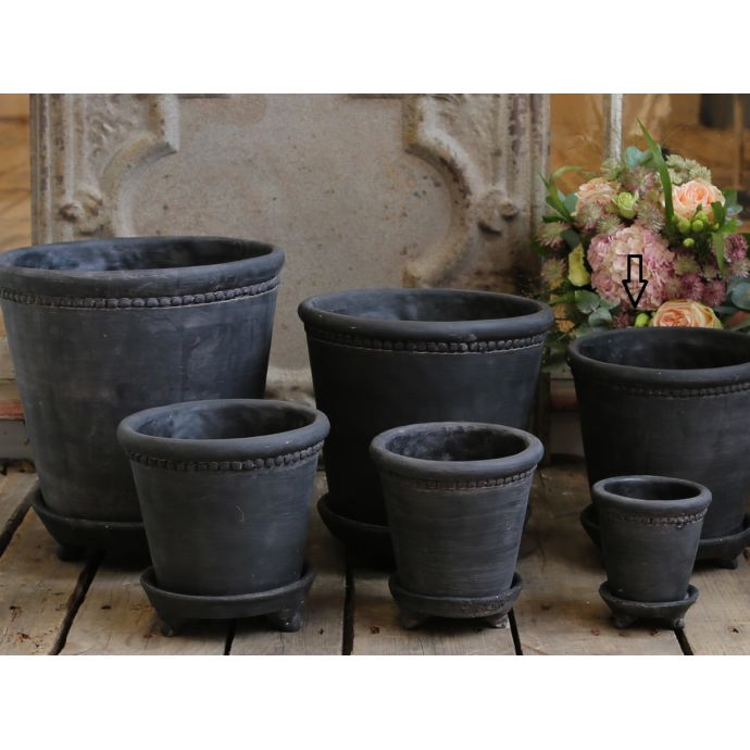 Chic Antique / Hliněný květník Antique coal - L