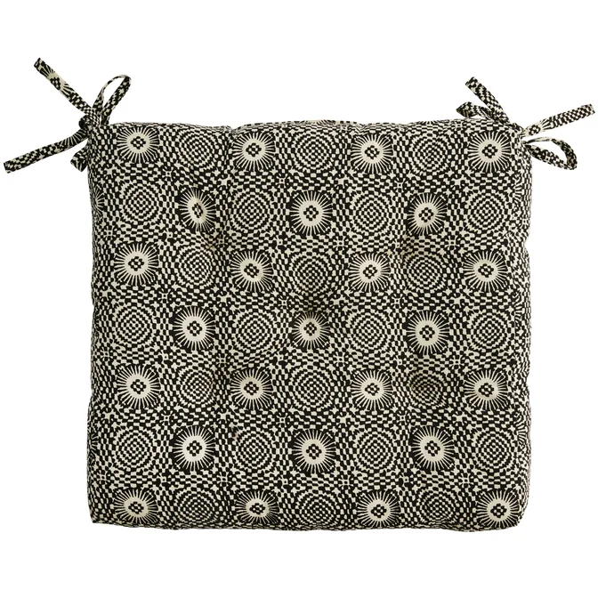 MADAM STOLTZ / Sedák Black/Beige pattern 45x45 cm