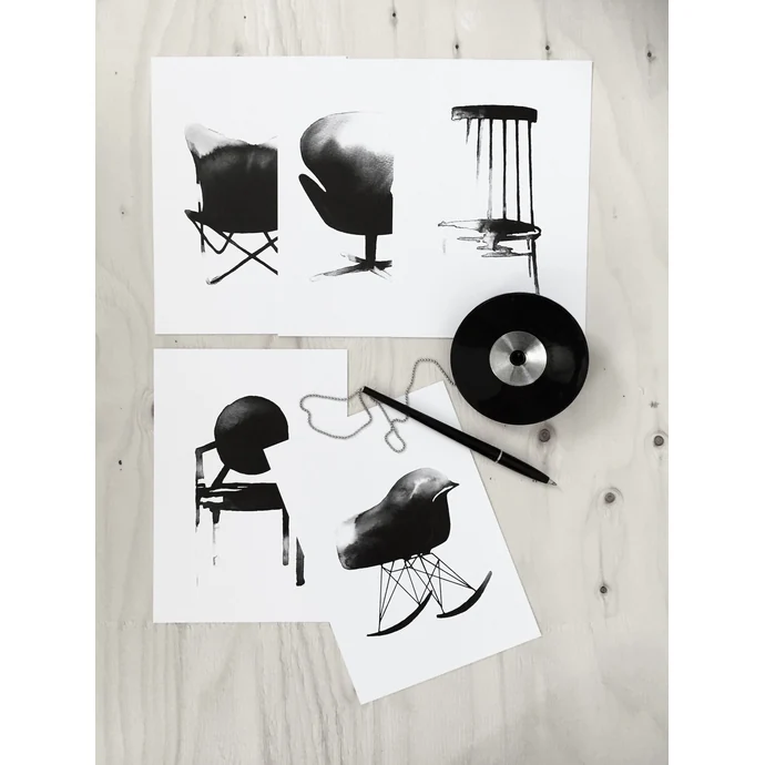 Magdalena Tyboni DESIGN / Sada A5 plakátů Chairs - set 5 ks