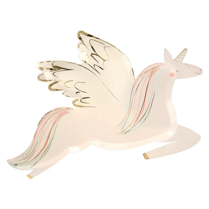 Meri Meri / Papírový talíř Winged Unicorn - set 8 ks