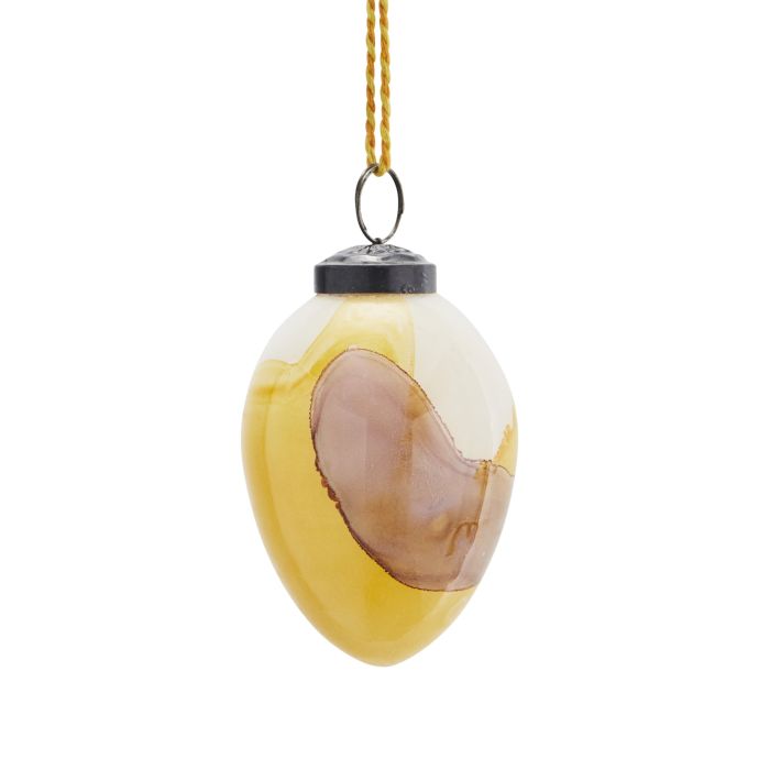 MADAM STOLTZ / Sklenené veľkonočné vajíčko Yellow/Lilac/White 7 cm