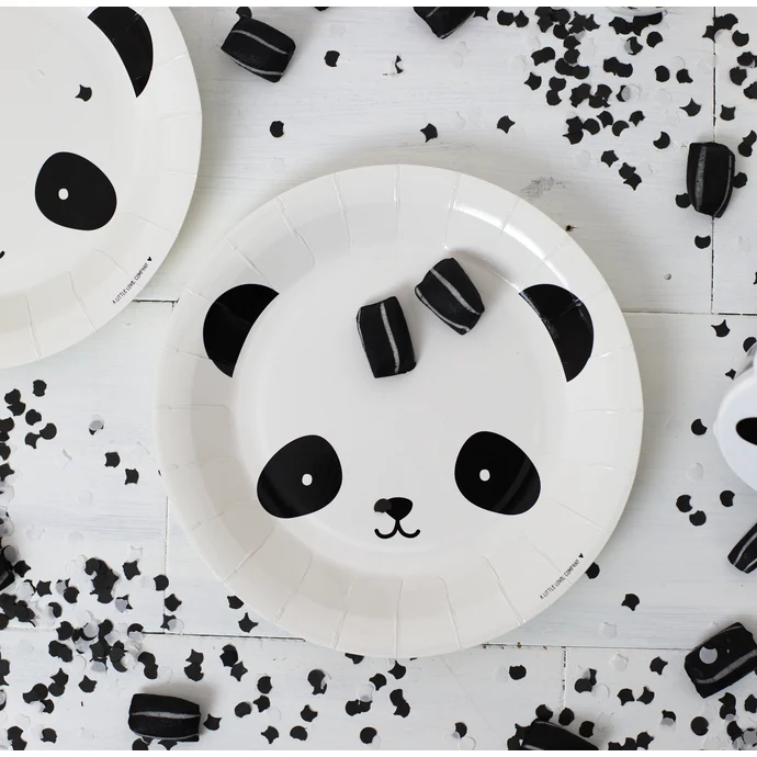 A Little Lovely Company / Papírové talířky Panda 22,6 cm - set 12ks