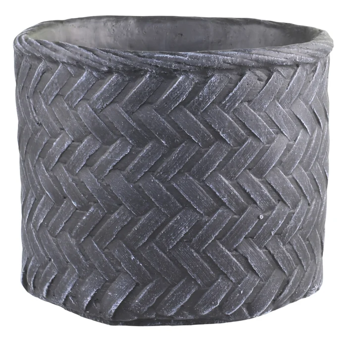 Chic Antique / Cementový obal na kvetináč Braided Antique Coal 17,5 cm