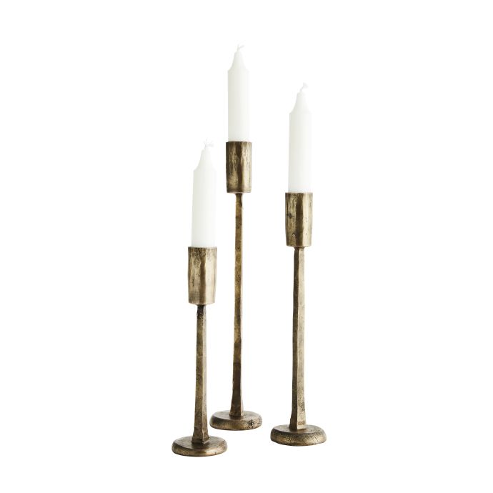 MADAM STOLTZ / Ručne kovaný svietnik Antique Brass - set 3 ks