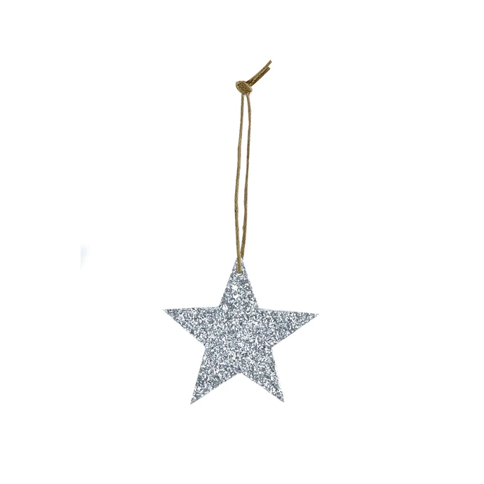 House Doctor / Třpytivá závěsná hvězdička Silver Glitter 5 cm