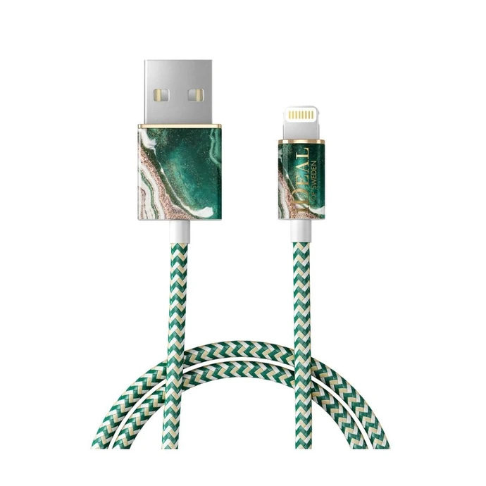 iDeal of Sweden / Textilní USB kabel na iPhone Golden Jade Marble 1m