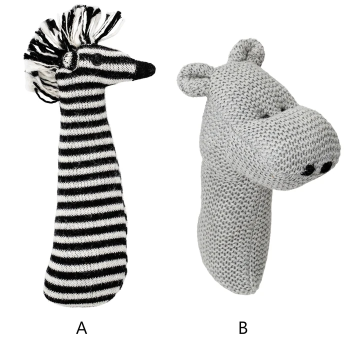 Bloomingville / Detská pletená hrkálka Zebra & Hippo
