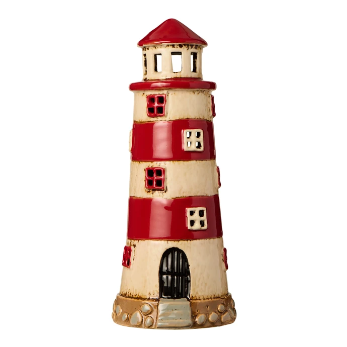 Ib Laursen / Kameninový svícen Lighthouse Red Stripes