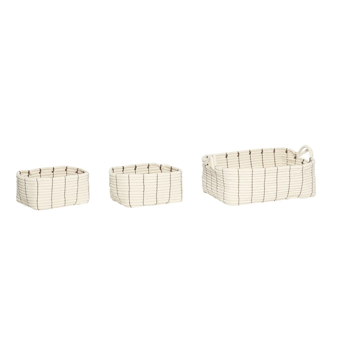 Hübsch / Set tří bavlněných košíků White