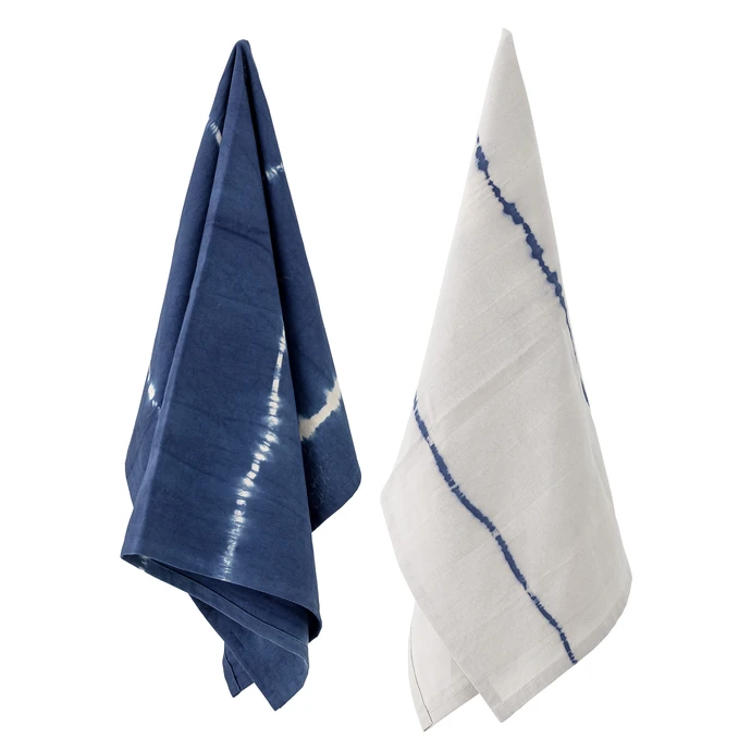Bloomingville / Bavlněná utěrka Blue Tie Dye 70×45 cm - set 2 ks