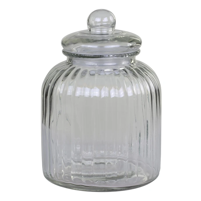 Chic Antique / Skleněná úložná dóza Grooves Clear 3,5 l