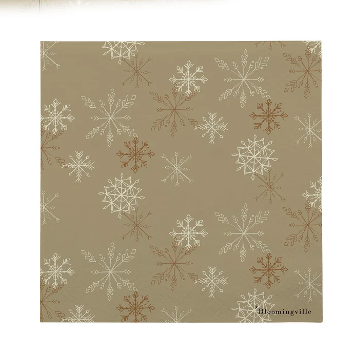 Bloomingville / Papírové ubrousky Brown Snowflake 33×33 cm