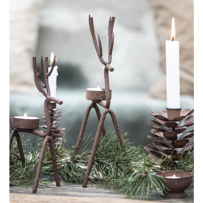 IB LAURSEN / Svícen na čajovou svíčku Rust Reindeer 28 cm