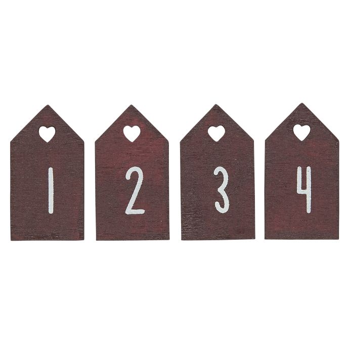 IB LAURSEN / Drevené štítky na adventný veniec Red - set 4 ks