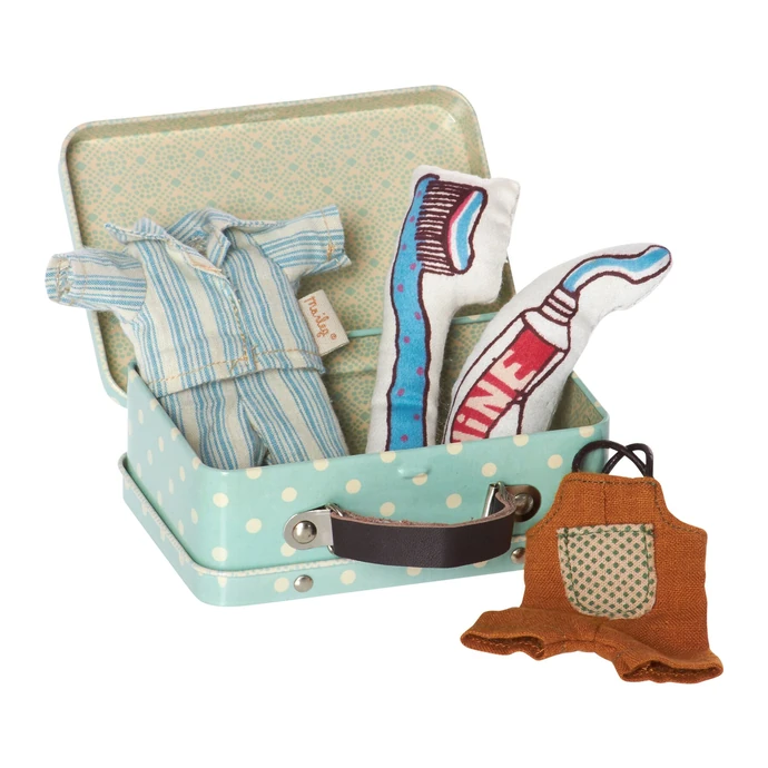 Maileg / Plechový kufrík s oblečením pre chlapcov - micro