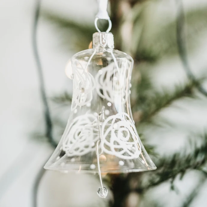 GLASSOR / Skleněná vánoční ozdoba Rose Clear - zvoneček