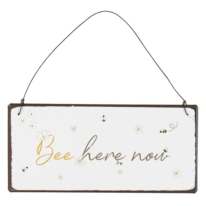 Ib Laursen / Plechová cedule Bee Here Now