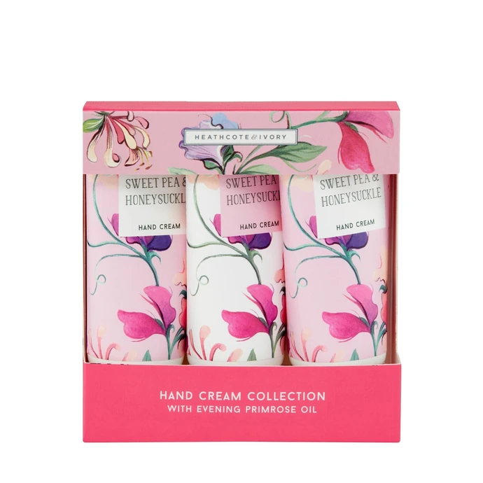 HEATHCOTE & IVORY / Krém na ruky Sweet Pea & Honeysuckle – 3 x 30 ml
