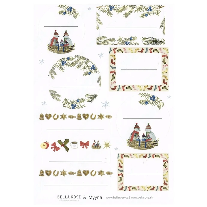 Bella Rose / Vianočné lepiace štítky na darčeky