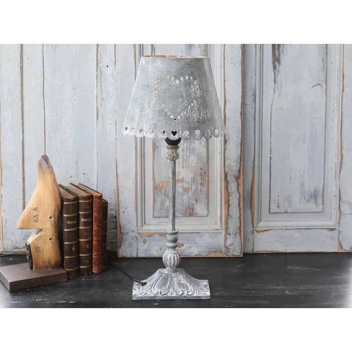 Chic Antique / Stolná lampa Heart zinc