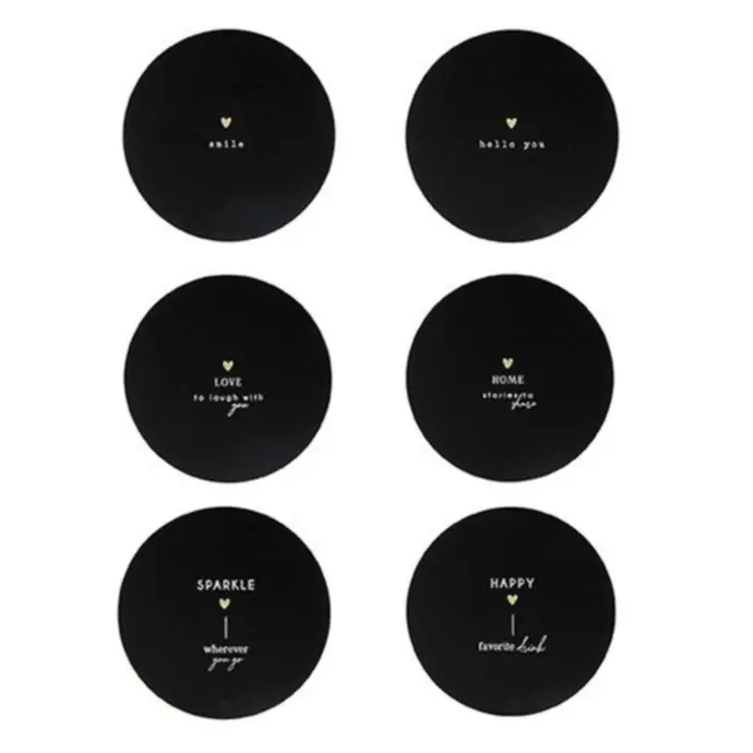 Bastion Collections / Koženkové podtácky Black 10,5 cm - Set 6 ks