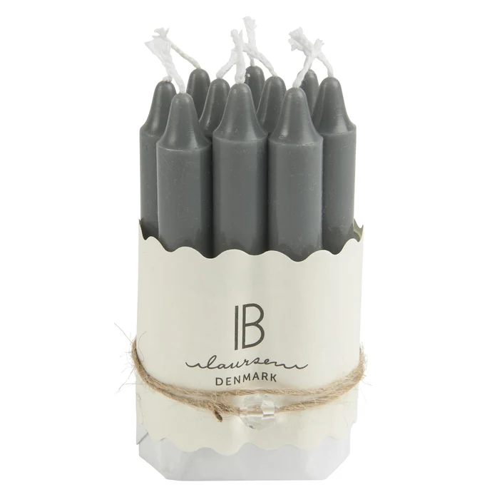Ib Laursen / Úzká svíčka Dark grey 10 cm - set 10 ks