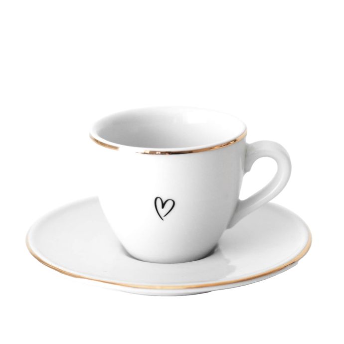 Bella Rose / Šálka na espresso s podšálkou Srdiečko 90 ml