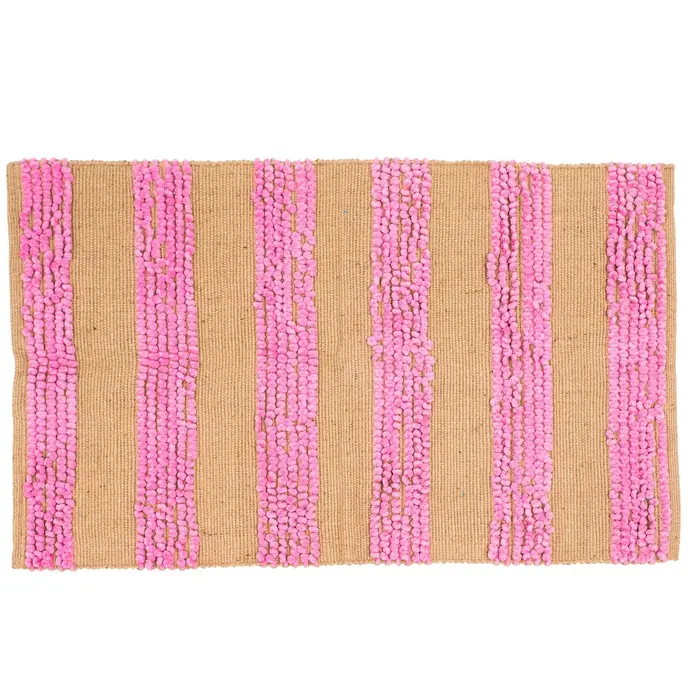 rice / Obdélníkový kobereček Pink & Natural Stripes