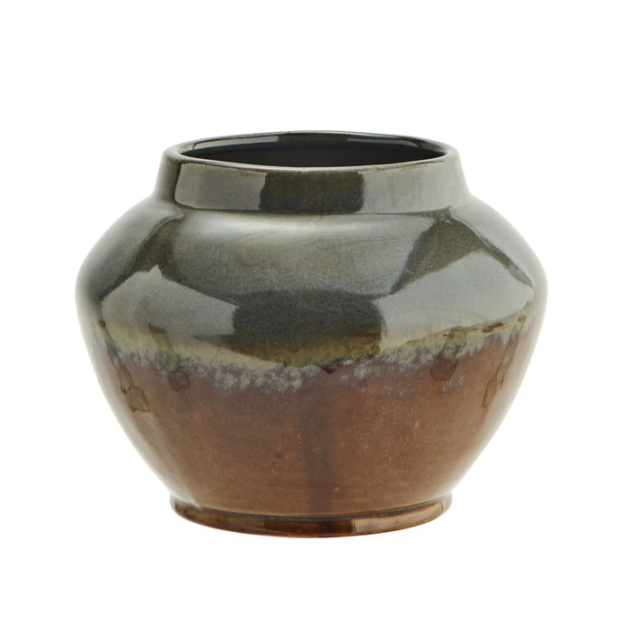 MADAM STOLTZ / Kameninový obal na kvetináč Grey/Taupe/Brown 12,5 cm