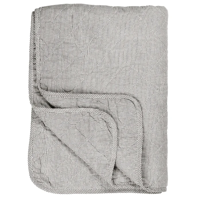 Ib Laursen / Prošívaný přehoz Dark grey stripes 130 x 180 cm
