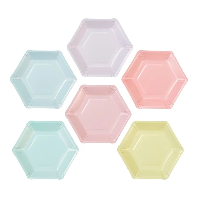 Talking Tables / Papierové tanieriky Pastel Hexagonal 18 cm  - 12 ks