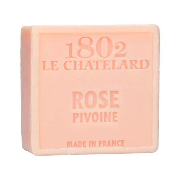 LE CHATELARD / Marseillské mýdlo 100 g čtverec - růže a pivoňka