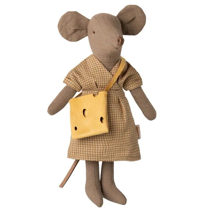 Maileg / Myška v šatách so syrovou taškou Mum Mouse