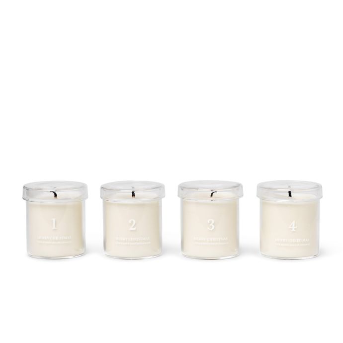 ferm LIVING / Vonné adventní svíčky ve skle White - set 4 ks