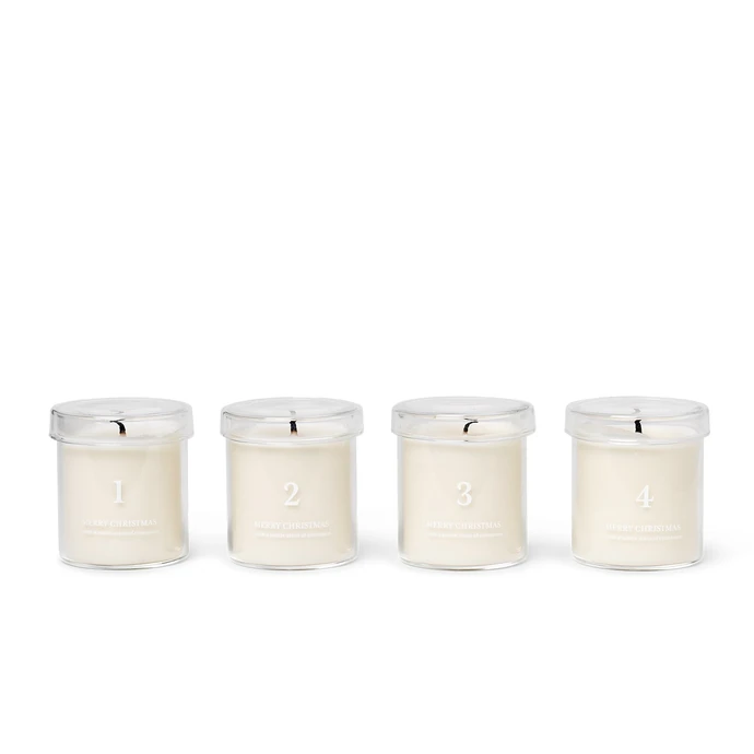 ferm LIVING / Vonné adventní svíčky ve skle White - set 4 ks