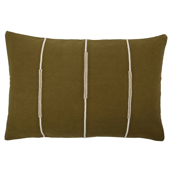 House Doctor / Bavlněný povlak na polštář Indi Olive Green 60×40 cm