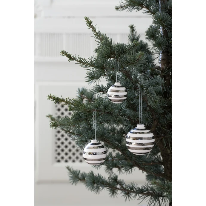 KÄHLER / Keramické vianočné ozdoby Omaggio Silver - set 3 ks